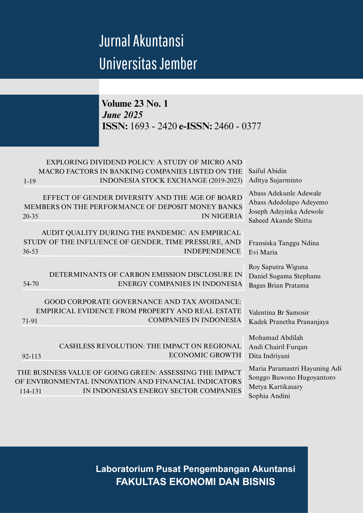 View Vol. 23 No. 1 (2025)